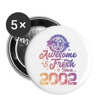 2002 génial frais - Lot de 5 grands badges (56 mm) - blanc - Devant