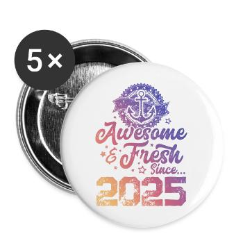 2025 awesome fresh - Buttons groß 56 mm (5er Pack) - Weiß - Vorne