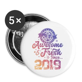 2019 awesome fresh - Buttons groß 56 mm (5er Pack) - Weiß - Vorne