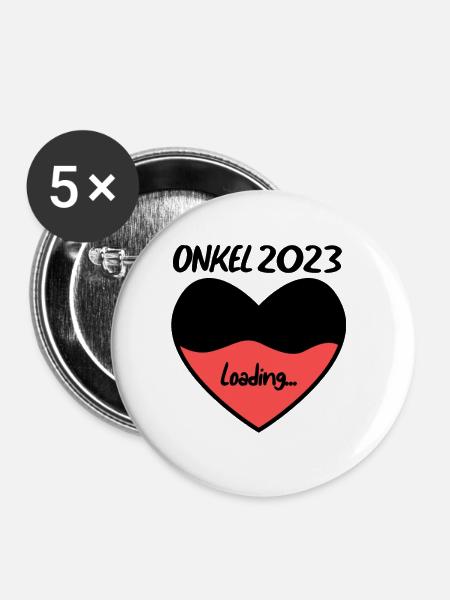 Onkel 2023 herz loading - Buttons groß 56 mm (5er Pack) - Weiß