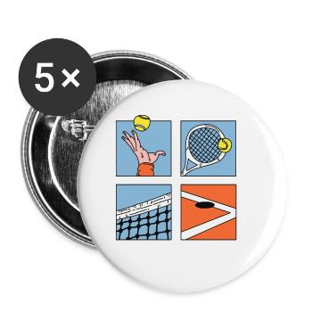 Tennisspieler Geschenk Tennisschläger Zeichnung - Buttons groß 56 mm (5er Pack) - Weiß - Vorne