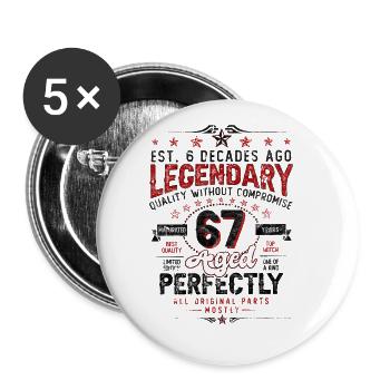 Vintage Légendaire - Vieilli parfaitement 67ème anniversaire - Lot de 5 grands badges (56 mm) - blanc - Devant