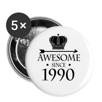 Born in 1990 - Fantastic since 1990 - Buttons large 2.2''/56 mm (5-pack) - white - Front