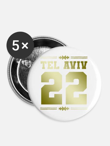 Tel Aviv 22 - Buttons groß 56 mm (5er Pack) - Weiß