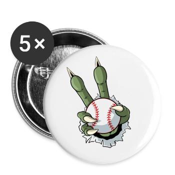 Griffe de monstre avec baseball - Lot de 5 grands badges (56 mm) - blanc - Devant