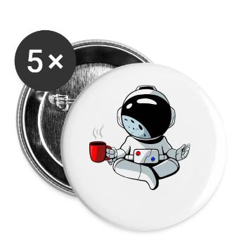 Astronaut relaxes with a cup of coffee - Buttons large 2.2''/56 mm (5-pack) - white - Front