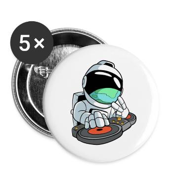 DJ Astronaute Disc Jockey - Lot de 5 grands badges (56 mm) - blanc - Devant