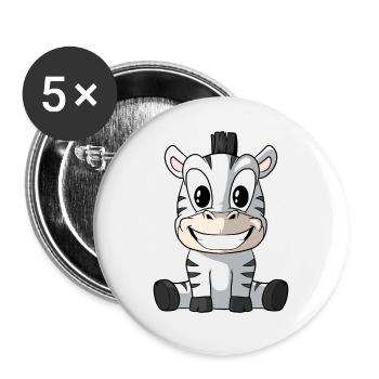 Mignon Dessin animé Zebra - Lot de 5 grands badges (56 mm) - blanc - Devant