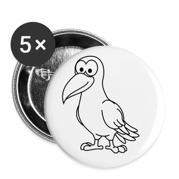 Corbeau Comic Animal - Lot de 5 grands badges (56 mm) - blanc - Devant