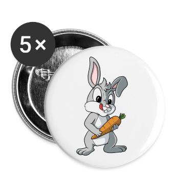 Rabbit with Carrot Rabbit - Buttons large 2.2''/56 mm (5-pack) - white - Front