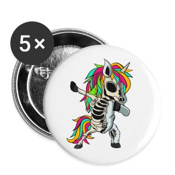 Dabbing Unicorn Skeleton Halloween - Buttons large 2.2''/56 mm (5-pack) - white - Front