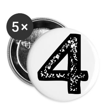 Maillot numéro 4 - Lot de 5 grands badges (56 mm) - blanc - Devant