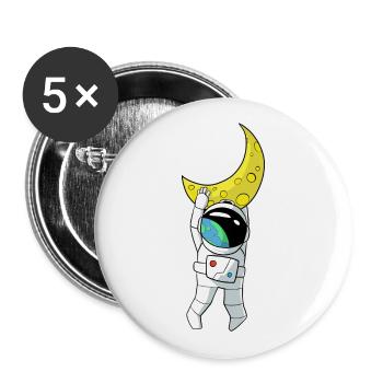 Drôle d’astronaute accroché à la lune - Lot de 5 grands badges (56 mm) - blanc - Devant
