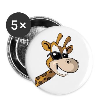 Giraffe niedliches Geschenk Giraffenkopf Tier Zoo - Buttons groß 56 mm (5er Pack) - Weiß - Vorne