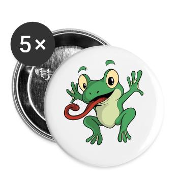 Frosch Kröte Lurch Unke Froschlurch - Buttons groß 56 mm (5er Pack) - Weiß - Vorne