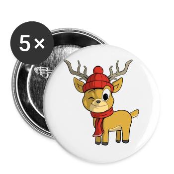 Christmas Reindeer - Buttons large 2.2''/56 mm (5-pack) - white - Front