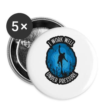 Schwimmer Präsent Wassersport Schwimmen Tauchen - Buttons groß 56 mm (5er Pack) - Weiß - Vorne