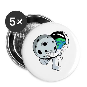 Astronaut wears planets - Buttons large 2.2''/56 mm (5-pack) - white - Front