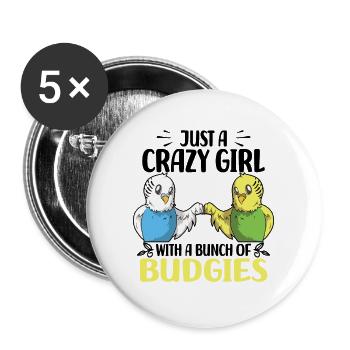 Les amateurs de budgerigar | Oiseaux Animal de compagnie - Lot de 5 grands badges (56 mm) - blanc - Devant