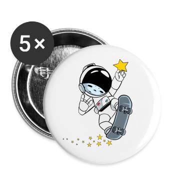 Astronaute Skater Stern - Lot de 5 grands badges (56 mm) - blanc - Devant