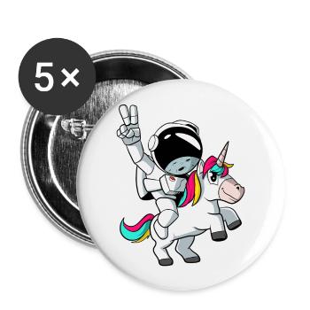 Astronaut rides a unicorn - Buttons large 2.2''/56 mm (5-pack) - white - Front