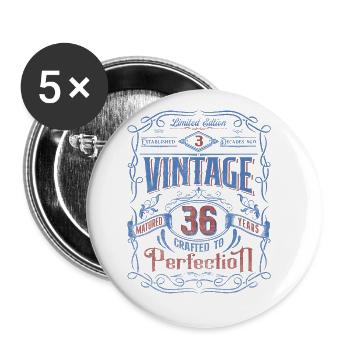 Vintage Crafted To Perfection 36th Birthday - Buttons groß 56 mm (5er Pack) - Weiß - Vorne