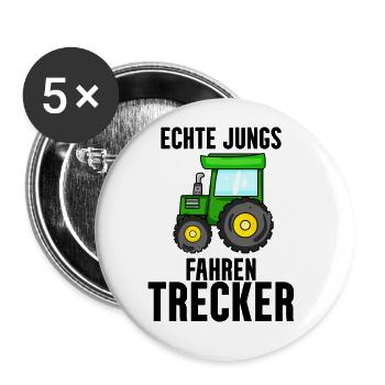 Trecker Bauer Landwirt Traktor Junge Geschenk - Buttons groß 56 mm (5er Pack) - Weiß - Vorne