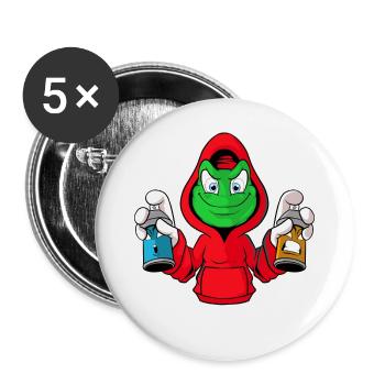 Pulvérisateur de grenouille graffiti - Lot de 5 grands badges (56 mm) - blanc - Devant