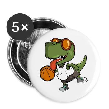 Cool T-Rex plays basketball - Buttons large 2.2''/56 mm (5-pack) - white - Front