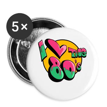 Funny 80s Costume Eighties Party - Buttons large 2.2''/56 mm (5-pack) - white - Front