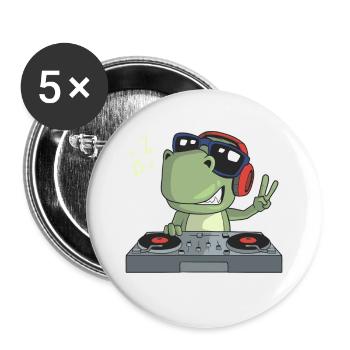DJ Dinosaur Musique Disc Jockey - Lot de 5 grands badges (56 mm) - blanc - Devant