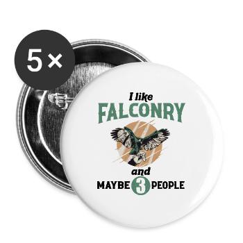 Falknerei - Buttons groß 56 mm (5er Pack) - Weiß - Vorne