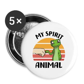 Amoureux des gecko - Lot de 5 grands badges (56 mm) - blanc - Devant