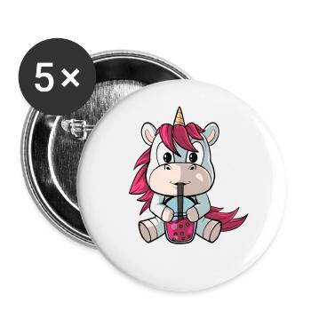 La licorne aime le thé aux bulles - Lot de 5 grands badges (56 mm) - blanc - Devant