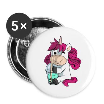 La licorne aime le thé aux bulles - Lot de 5 grands badges (56 mm) - blanc - Devant
