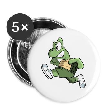 Sport Turtle court - Lot de 5 grands badges (56 mm) - blanc - Devant