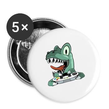 Kann Dich nicht hören ich zocke - Lustiges Gamer - Buttons groß 56 mm (5er Pack) - Weiß - Vorne