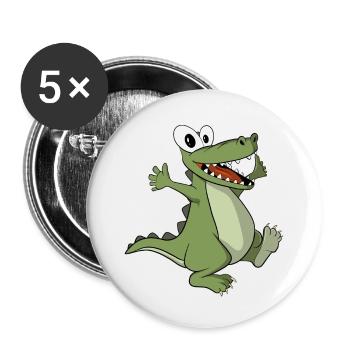Joyeux Crocodile - Lot de 5 grands badges (56 mm) - blanc - Devant