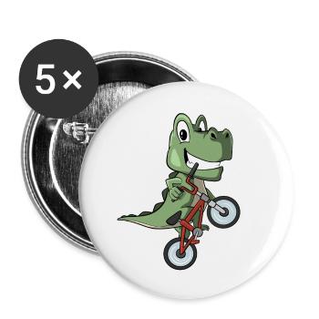 Dinosaur T-Rex rides BMX - Buttons large 2.2''/56 mm (5-pack) - white - Front