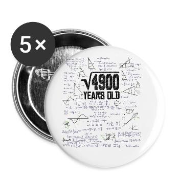 Quadratwurzel von 4900 Mathe Nerd 70. Geburtstag - Buttons groß 56 mm (5er Pack) - Weiß - Vorne