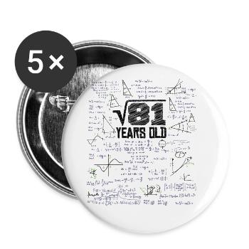 Square Root of 81 Math Nerd 9th Birthday - Buttons large 2.2''/56 mm (5-pack) - white - Front
