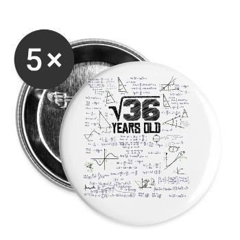 Racine carrée de 36 Math Nerd 6ème anniversaire - Lot de 5 grands badges (56 mm) - blanc - Devant