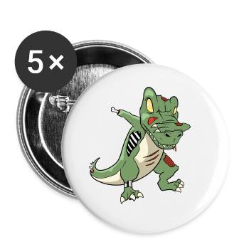 Dabbing Zombi T-Rex - Buttons large 2.2''/56 mm (5-pack) - white - Front