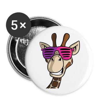 Giraffe niedliches Geschenk Giraffenkopf Tier Zoo - Buttons groß 56 mm (5er Pack) - Weiß - Vorne