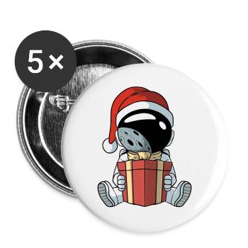 Funny Christmas motif astronaut Santa Claus - Buttons large 2.2''/56 mm (5-pack) - white - Front