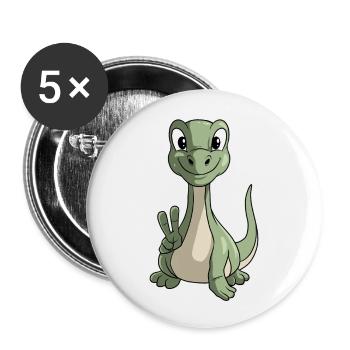 Brachiosaurus Dinosaurier - Buttons groß 56 mm (5er Pack) - Weiß - Vorne