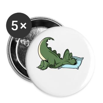 Schlafender T-Rex Dinosaurier - Buttons groß 56 mm (5er Pack) - Weiß - Vorne