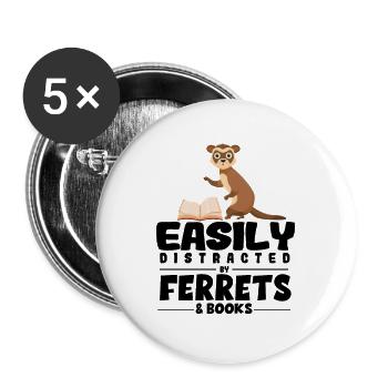 Frettchen Liebhaber Geschenke | Haustiere Tiere - Buttons groß 56 mm (5er Pack) - Weiß - Vorne