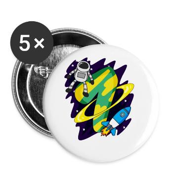 Boy 7 years old - 7th birthday gift - Buttons large 2.2''/56 mm (5-pack) - white - Front