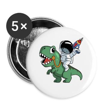 Astronaut sits on a T-Rex dinosaur - Buttons large 2.2''/56 mm (5-pack) - white - Front